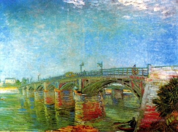  bridge painting - The Seine Bridge at Asnieres Vincent van Gogh Landscapes stream